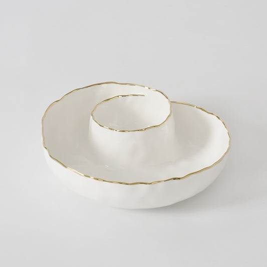 PPB Portofino - Round Chip & Dip 9" - Gold Edge (0012WG)