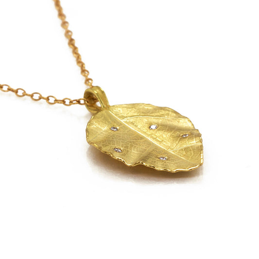 Violet Leaf Pendant with Diamonds 17"