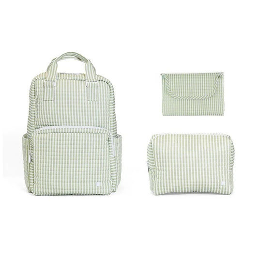Quilted All-You-Need Bundle - 3 Pc Set - Pimlico Stripe - Sage