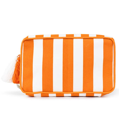 Megan Stripe Cosmetic in Burnt Orange and White