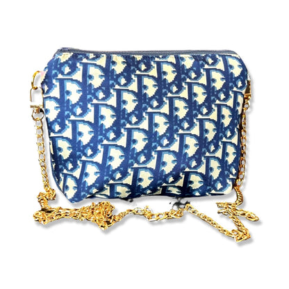 Trotter Blue Vintage Silk Scarf Crossbody Bag