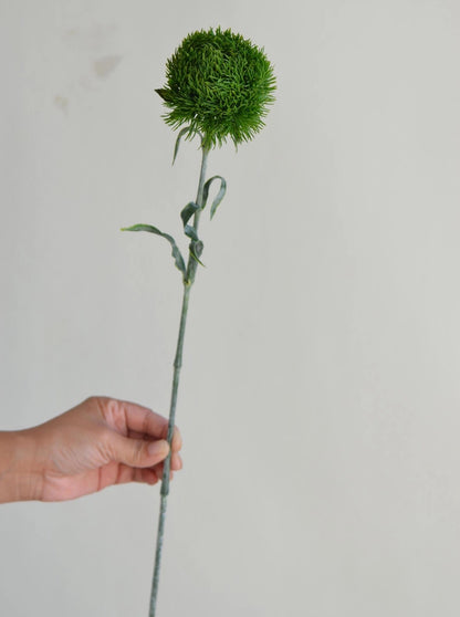 Faux Dianthus Green Ball Fresh Green Stem - Deep Green - 21.5"