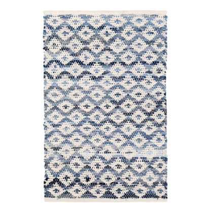 Denim Rag Diamond Handwoven Cotton Rug - 2x3