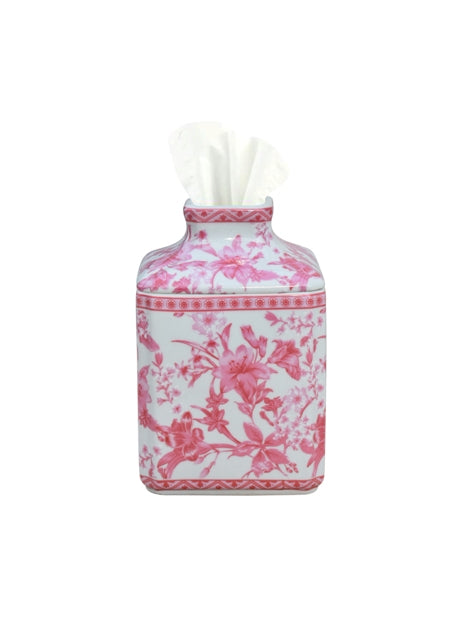 Pink Porcelain Tissue Box 8"