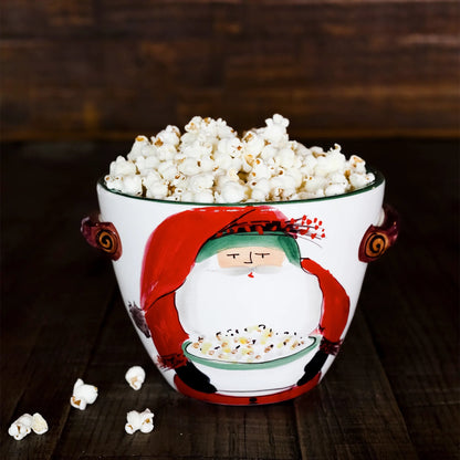 VTR Old St. Nick - Handled Deep Serving Popcorn Bowl 9.5"