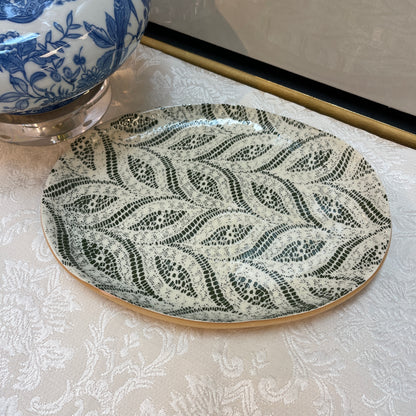 TFC Small Oval Tray - Paisley - Pine - 11.5"