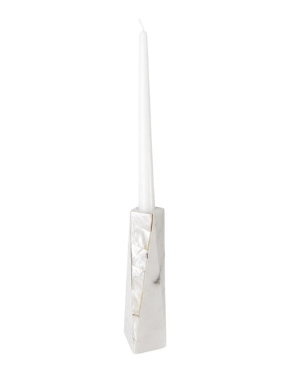 Marble & White Mother of Pearl Candleholder - Large