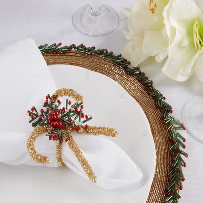 Beaded Gold Candy Cane Napkin Ring