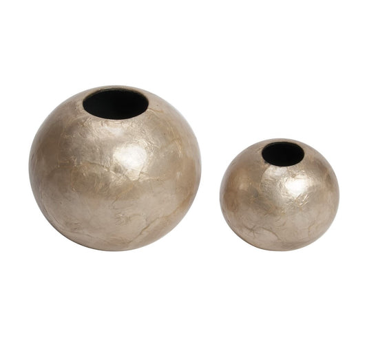 DEK Capiz Shell Round Vase Small 3.5" - Smoke Gold