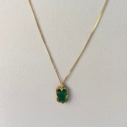 One of a Kind Rectangle 2.78ct Emerald on 18kt Gold Chain
