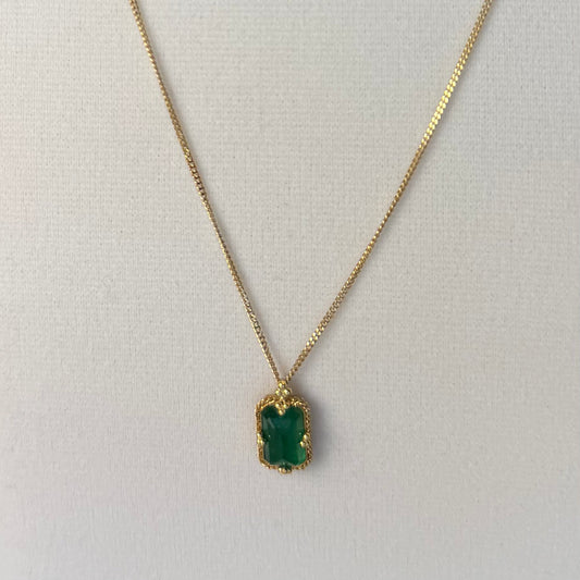 One of a Kind Rectangle 2.78ct Emerald on 18kt Gold Chain