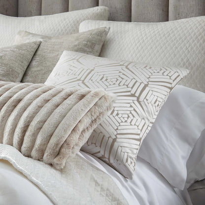 Percy - Square Pillow - Ivory Textured Patterned Jacquard 24x24