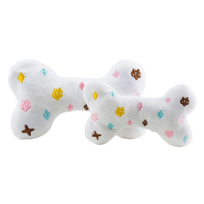 White Chewy Vuiton Bones Squeaker Dog Toy - Large