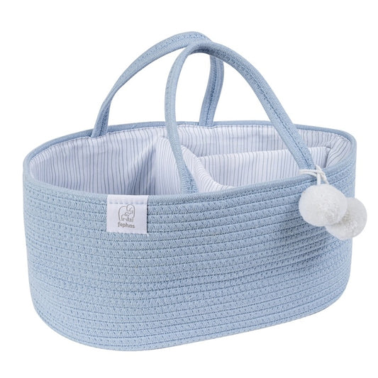 Rope Diaper Caddy - Misty Blue 15"