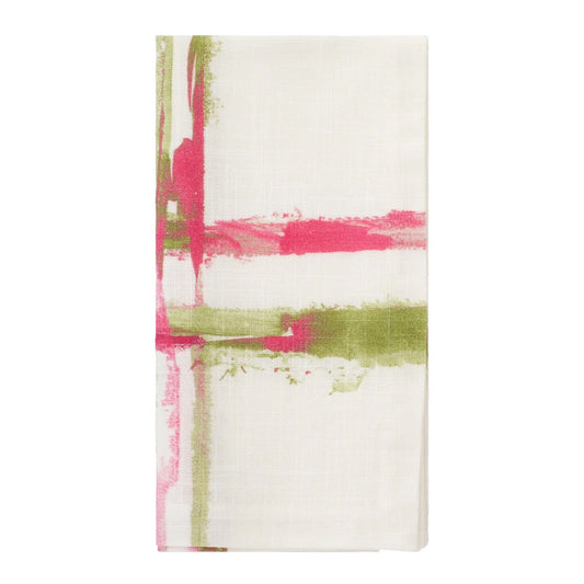 Abstract Grid Napkin - Pink & Green 21"