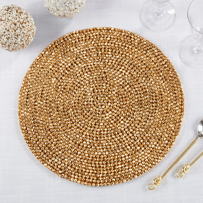 Gold Beaded Design Placemat 15"