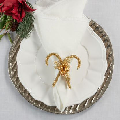 Gold Beaded Candy Cane Napkin Ring