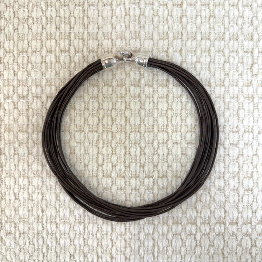 Brown Leather Multi Strand Necklace (Retired)