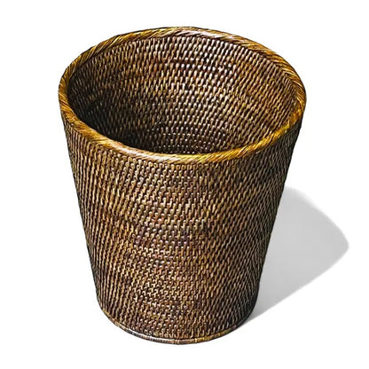 Small Round Waste Basket - Antique Brown