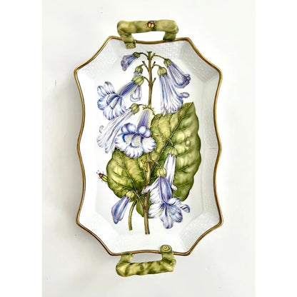 Handpainted Rectangle Tray with Handles - Bluebells 9.75"