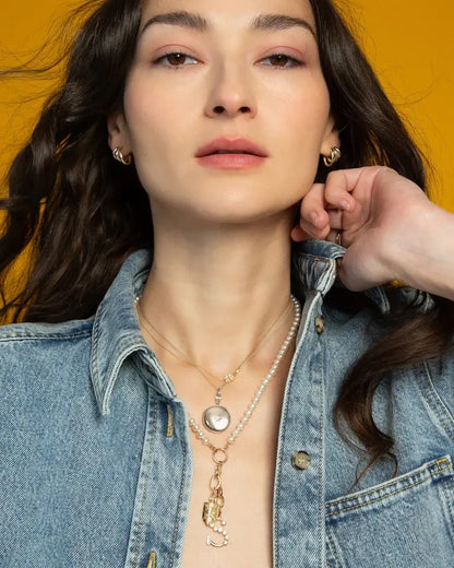 MRK Twinkle Star Sterling Silver Locket Necklace W/ White Sapphire