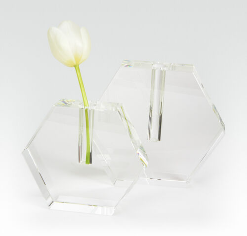 TZD Crystal Hexagon Flat Bud Vase - Small