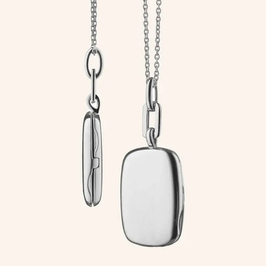 MRK "Dee" Slim Rectangular Sterling Silver Locket Necklace 18"