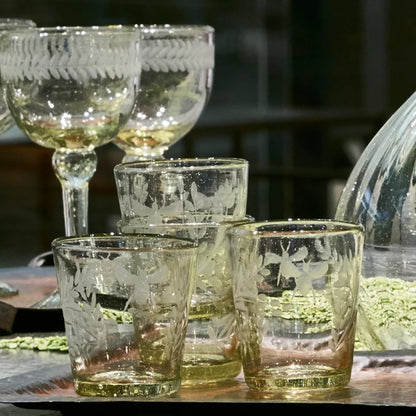 Wee Bee Double Old Fashioned Glass with Bee Etching