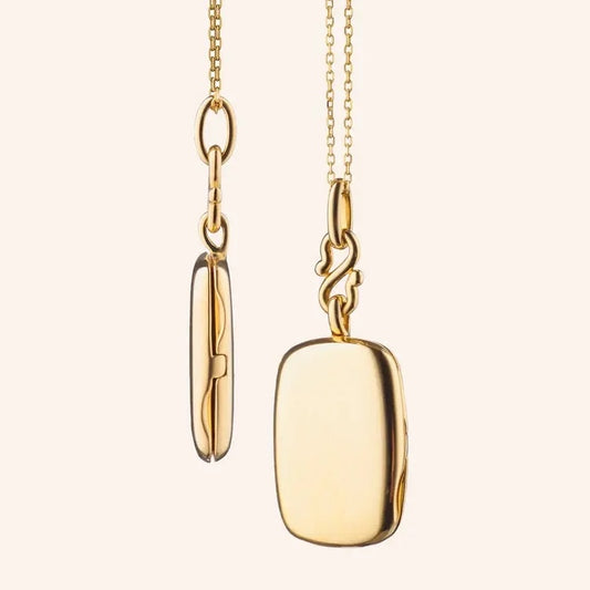 MRK "Britt" Slim Gold Locket Necklace 17"- 18KYG