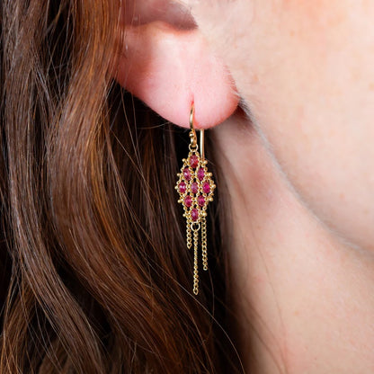 Woven Lattice Ruby Earrings in 18kt Gold