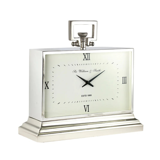 Large Nickel Rectangular Clock 18.5"