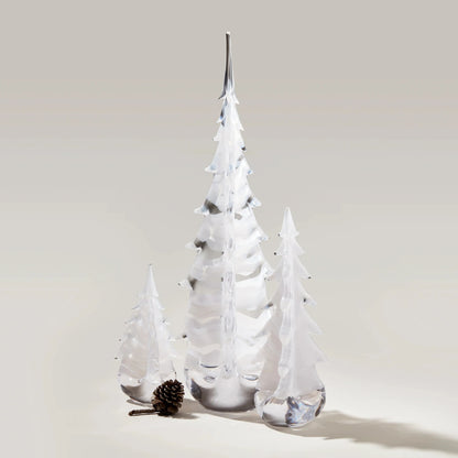 Simon Pearce Glass Evergreen Tree - Snow Drift Collection -