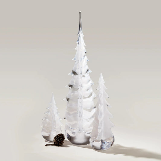 Simon Pearce Glass Evergreen Tree - Snow Drift Collection -