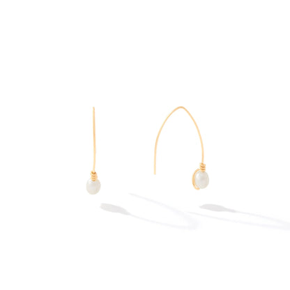 Simplicity Earrings - Gold with White Pearls