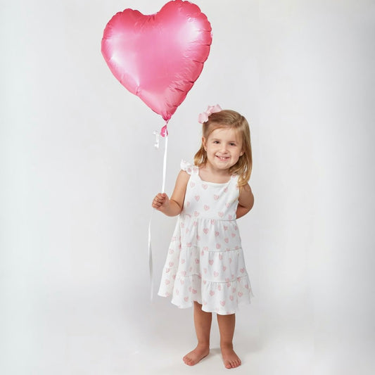 Heart Print - Ruffle Dress -