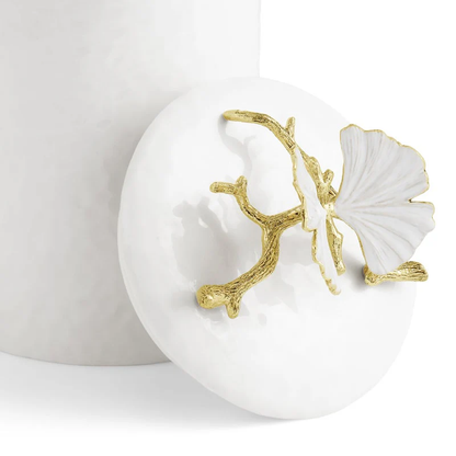 MAR Butterfly Ginkgo Gold Porcelain Canister - Small