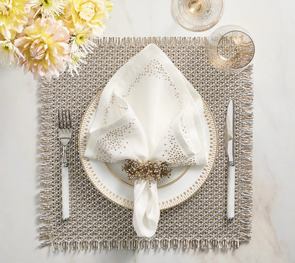 KSB Fringe Placemat - Gold & Silver
