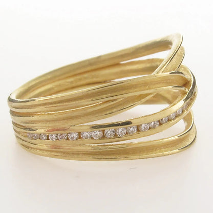 4 Ribbon Ring with Channel Set Diamonds