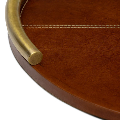 Hayes Leather Tray - Large Round - Cognac