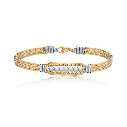 Power of Prayer Wide Bracelet - Gold with Silver Wraps (Retired Color)