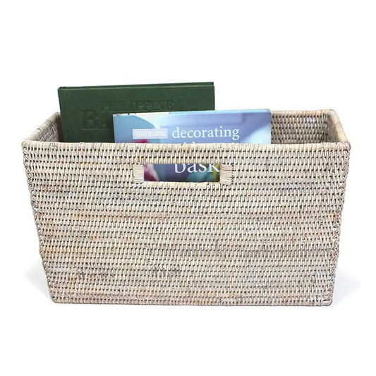 Slim Magazine Basket - White Wash