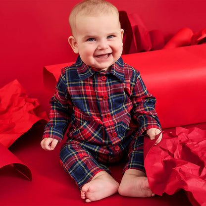 Holiday Plaid Patch Pocket Romper -