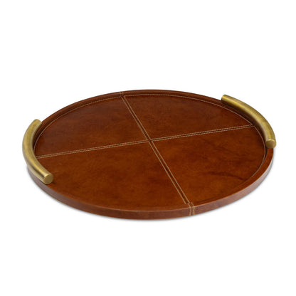 Hayes Leather Tray - Small Round - Cognac