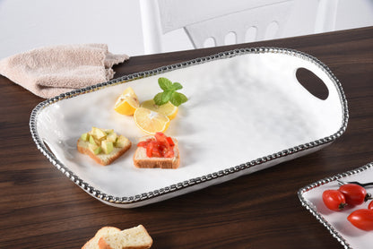 PPB Silver Salerno - Rectangle Tray with Handles (2702W)