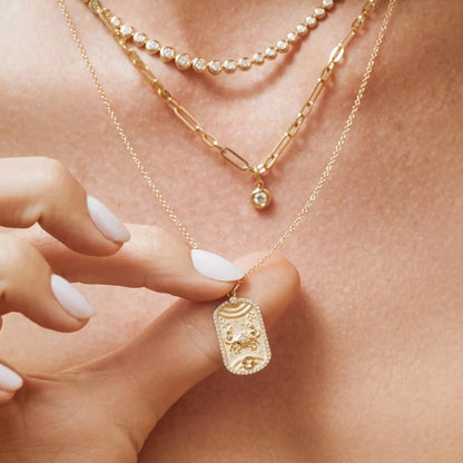 Diamond Zodiac Necklace - 14kt Gold