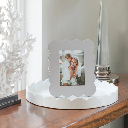 Scalloped Lacquer Frame in Chiffon Grey - 5x7