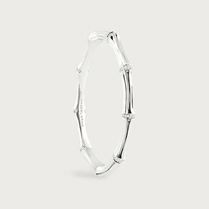 Bamboo - Hinged Bangle in Silver
