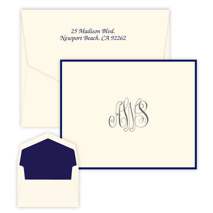 Personalized - Classic Monogram Note - Raised Ink with Border