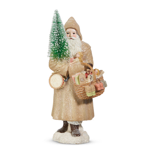 RZI Vintage Santa with Basket & Tree 12"