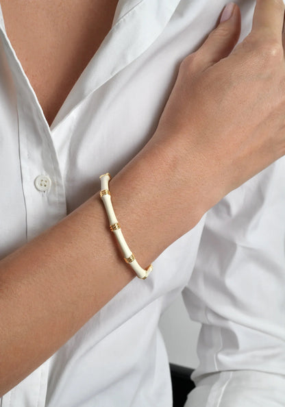 Bamboo - Enameled Hinged Bangle